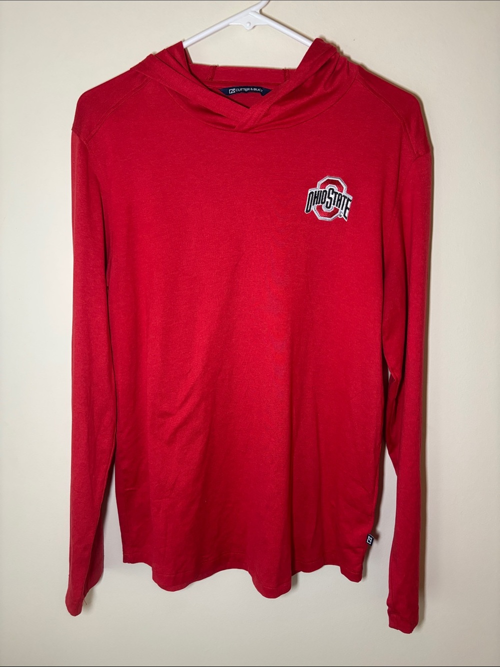 Cutter & Buck Lightweight Red Ohio State Long Sleeve Hoodie - Picture 1 of 5